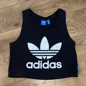 Adidas Black and White Logo Crop Top